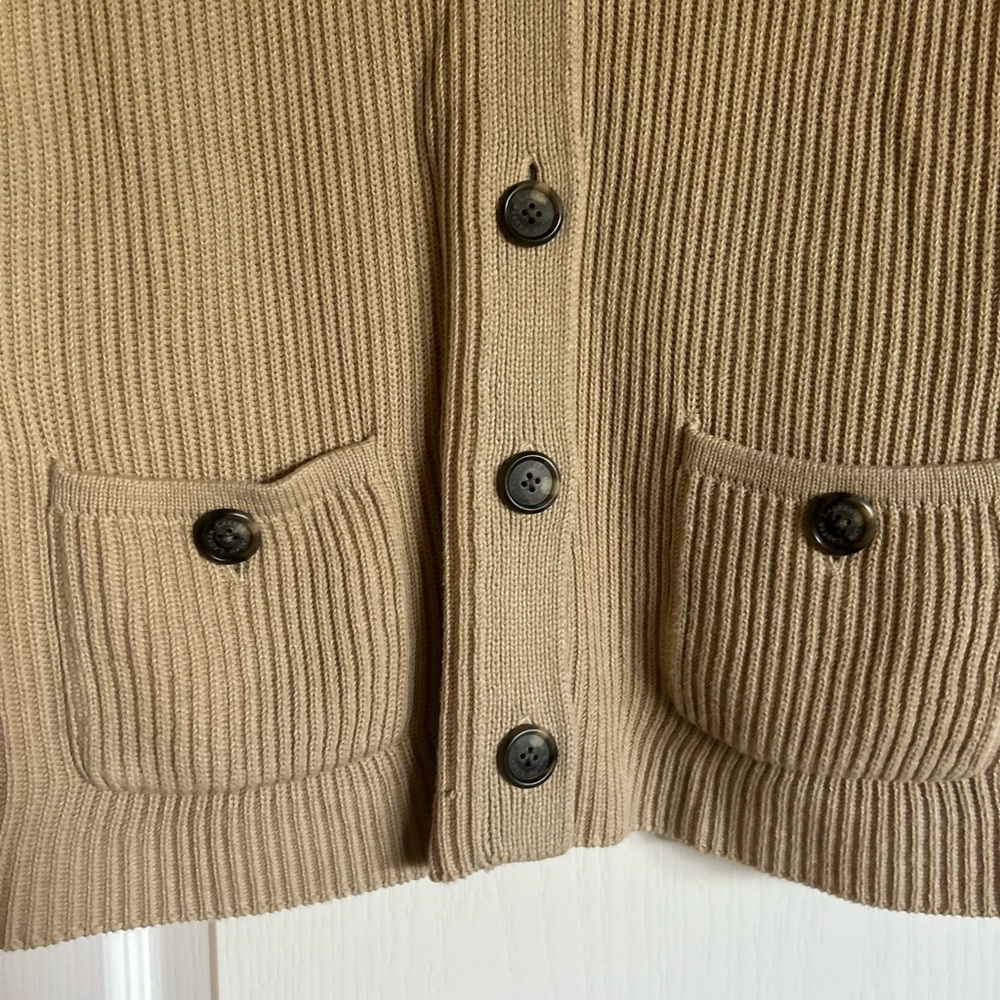 Ralph Lauren heavyweight knit classic tan Grandpa cardigan Large - Picture 3 of 8